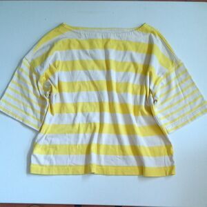 GAP Yellow and White Cotton Striped Short Sleeve Tee